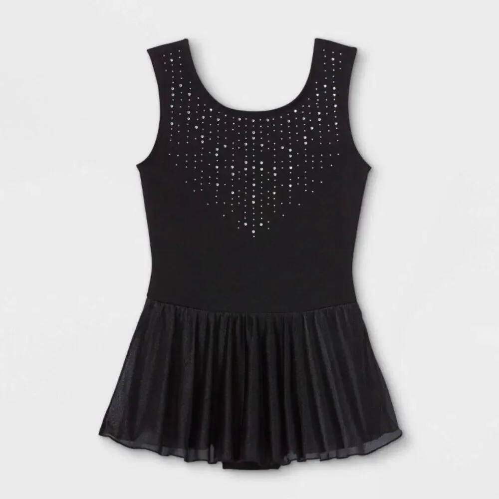Cat & Jack Girls Tank Leotard Black Ballet Dance Gymnastics Bodysuit Sz S (6/6x)